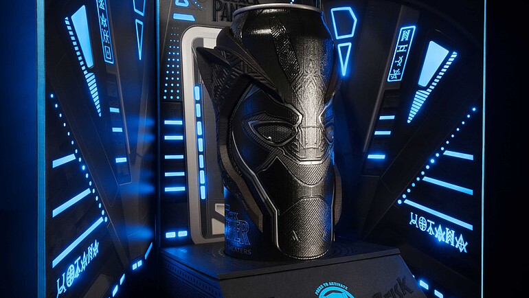 Świecące na niebiesko, czarne pudełko do rozłożenia 