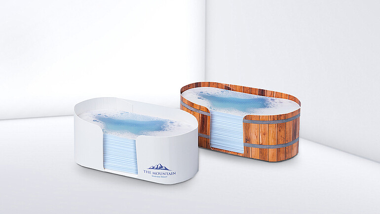 Owalne pudełko z kartkami w motywie wanny